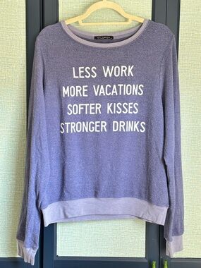 Wildfox Graphic Print Vacations + Kisses Terrycloth Baggy Beach Jumper, Size M